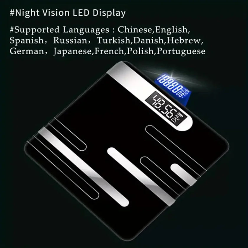 Digital scale with night vision LED display on a black background