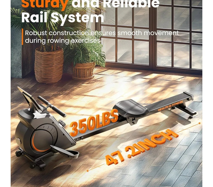 Magnetic/water Rowing Machine, Weighing 350 Pounds, Household Foldable Rowing Machine with Bluetooth and Tablet Stand