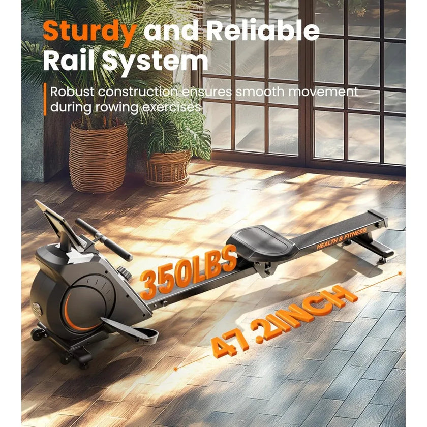 Magnetic/water Rowing Machine, Weighing 350 Pounds, Household Foldable Rowing Machine with Bluetooth and Tablet Stand
