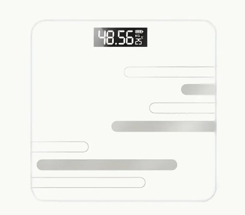 Digital bathroom scale with a white background