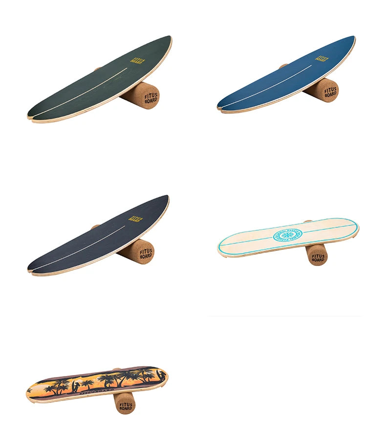 FITUSBOARD Natural Walnut Balance Board — Professional Core Training & Stability Trainer