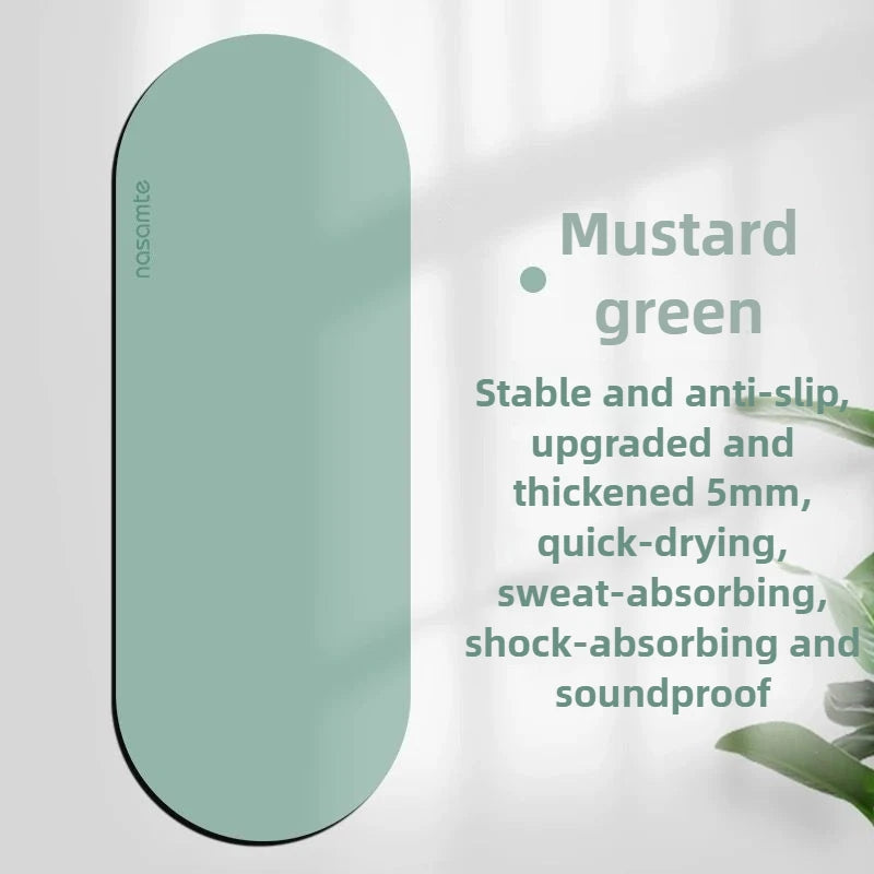 Green mat with text describing its features on a light background