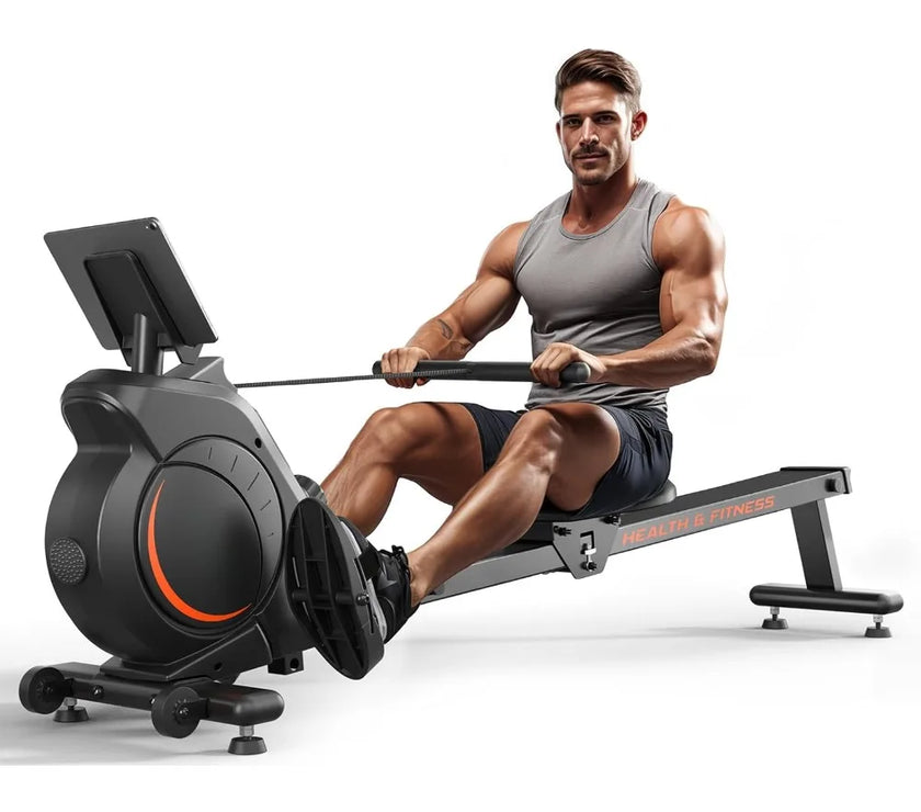 Magnetic/water Rowing Machine, Weighing 350 Pounds, Household Foldable Rowing Machine with Bluetooth and Tablet Stand