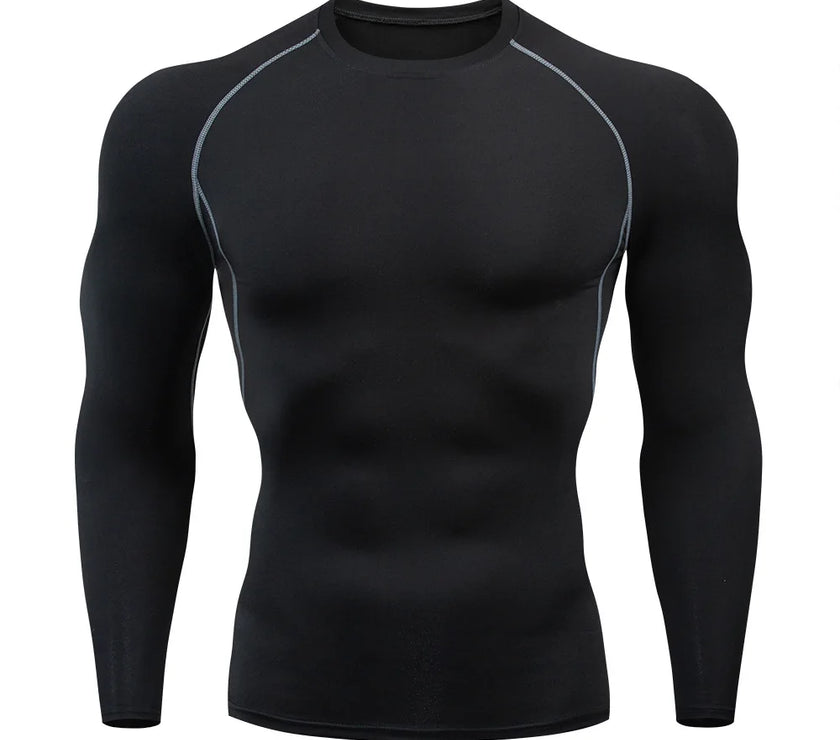 Moisture-wicking gym top for men shown in active use