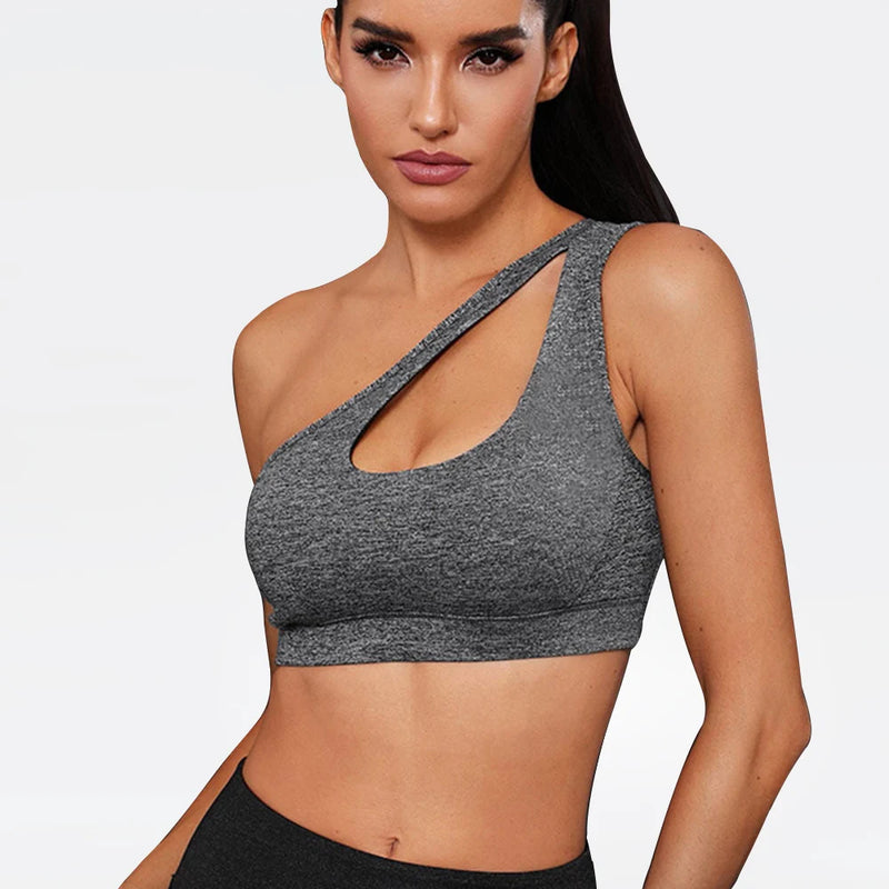 One Shoulder Quick Dry Yoga Sports Bra