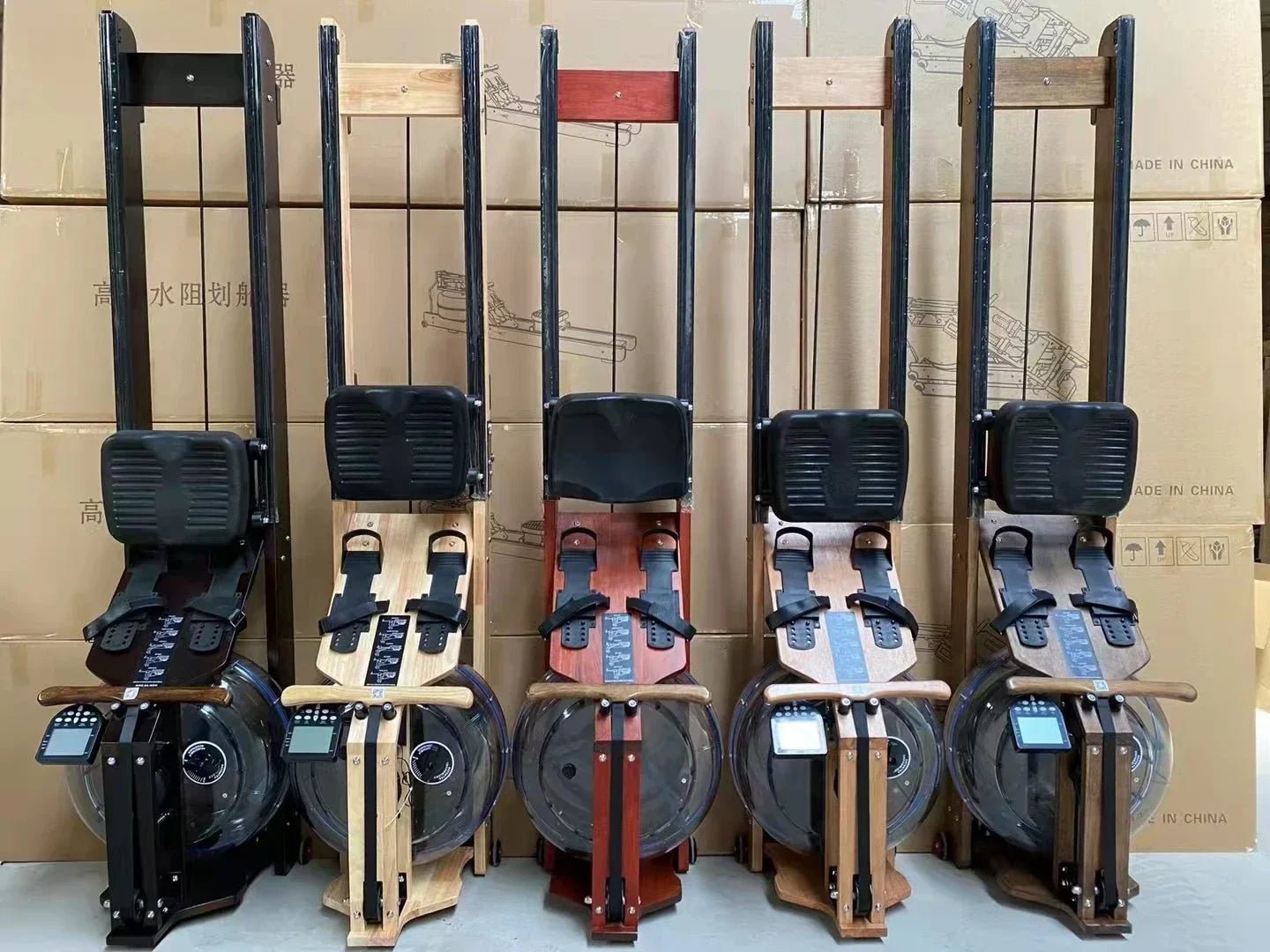 2024 hot home fitness machine folding wood rowing machine water rowing machine