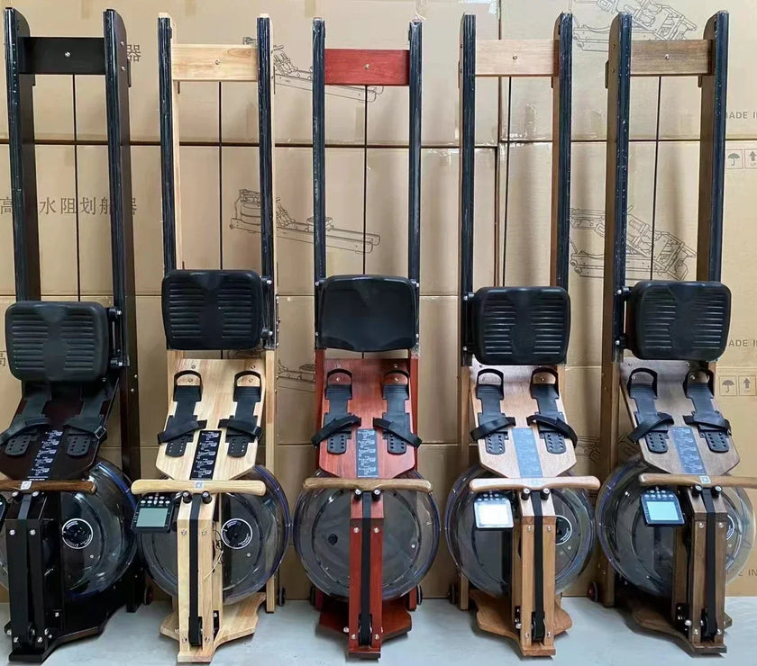 2024 hot home fitness machine folding wood rowing machine water rowing machine