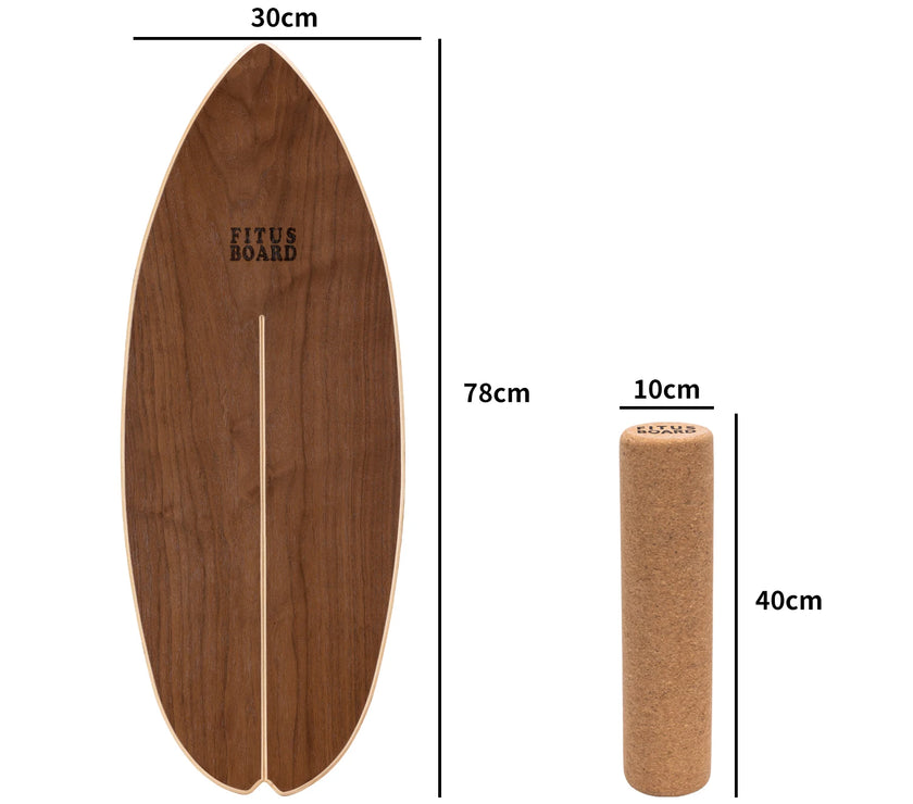 FITUSBOARD Natural Walnut Balance Board — Professional Core Training & Stability Trainer