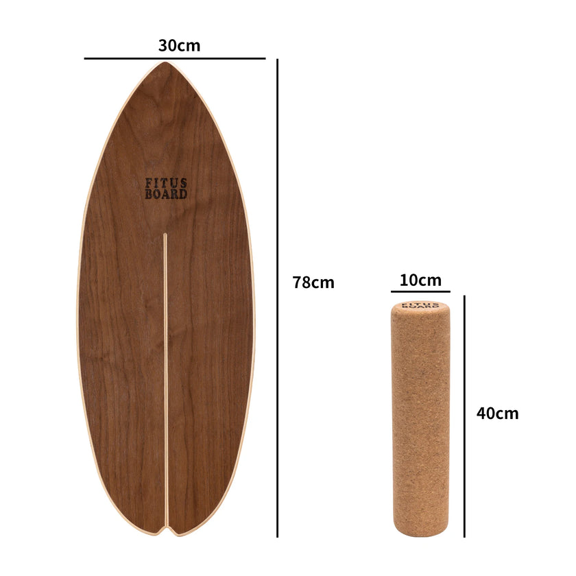 FITUSBOARD Natural Walnut Balance Board — Professional Core Training & Stability Trainer