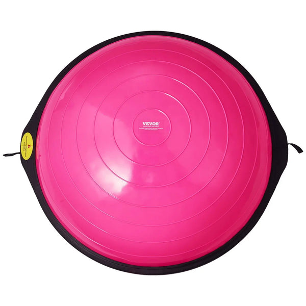 Pink balance disc with black rim on a white background