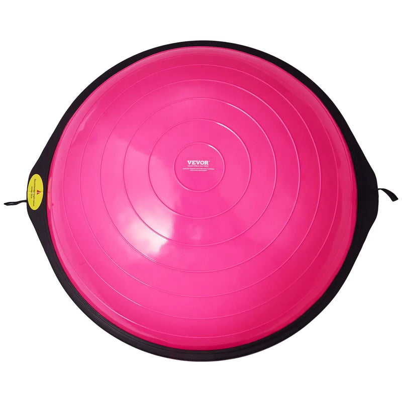 Pink balance disc with black rim on a white background
