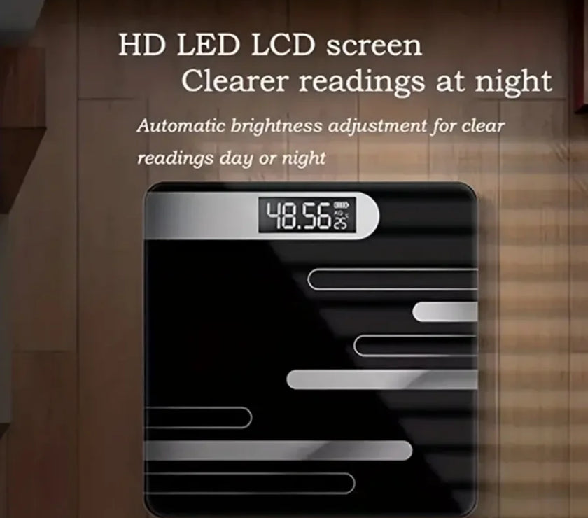 Digital scale with HD LED LCD screen on a wooden background