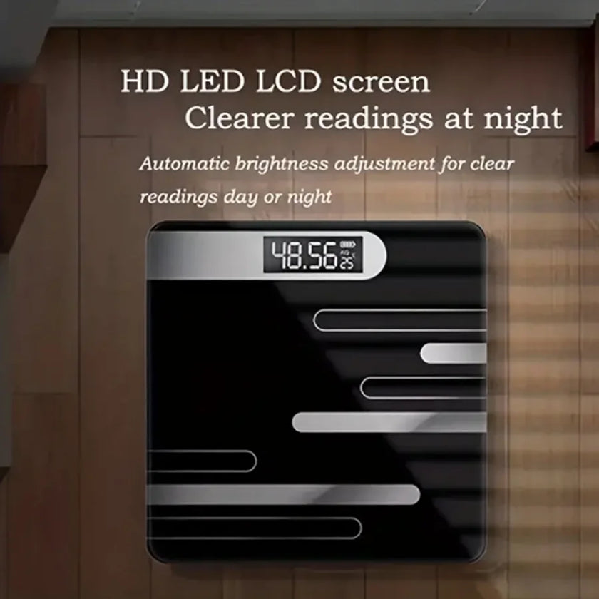 Digital scale with HD LED LCD screen on a wooden background