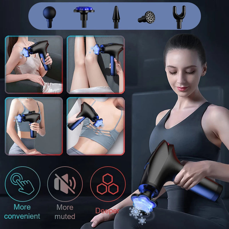 Portable Cold Compress Electric Percussion Massage Gun for Body Neck Back Leg Deep Tissue Muscle Relaxation Fascia Gun