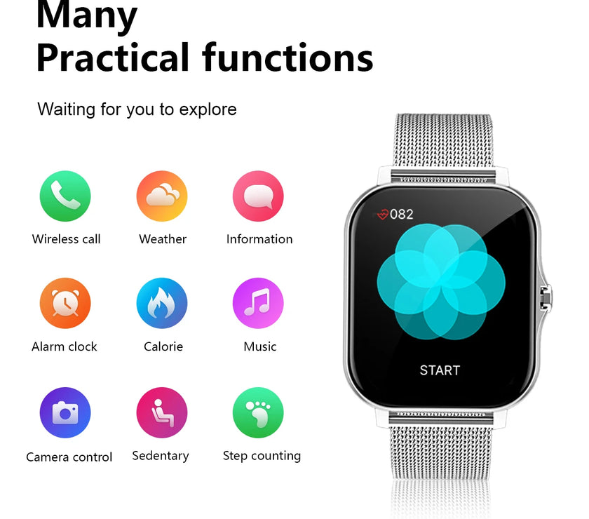 LOMAXFR Bluetooth Calling Smart Watch — Square TFT Fitness & Activity Tracker, Heart Rate & Sleep, 5-Day Battery (Not Waterproof)