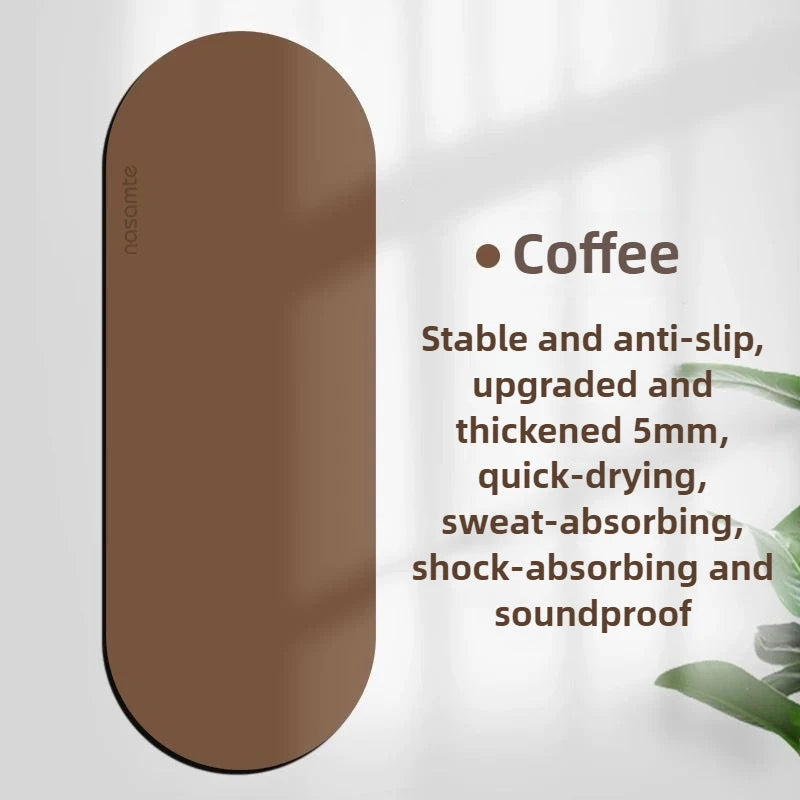 Coffee-colored product with text describing its features on a light background