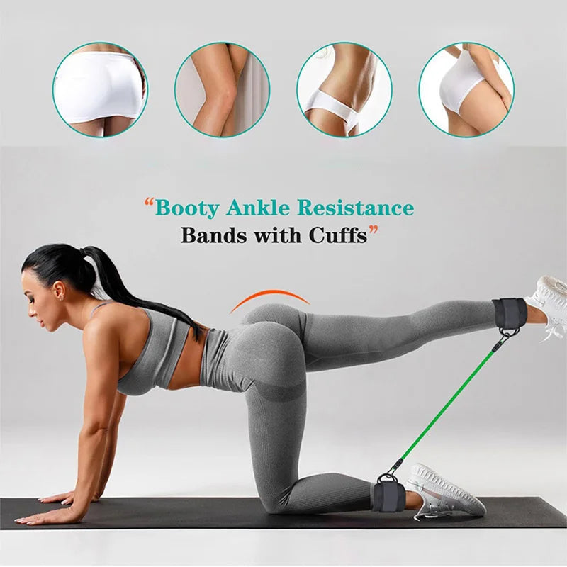 SpokenFitness Ankle Cuff & Resistance Band Set — Adjustable Lower-Body Strength Trainer (Unisex)