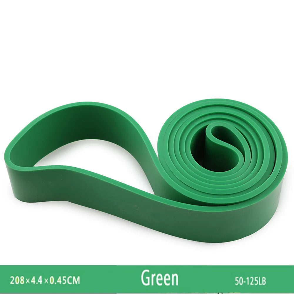 Green resistance band on a white background