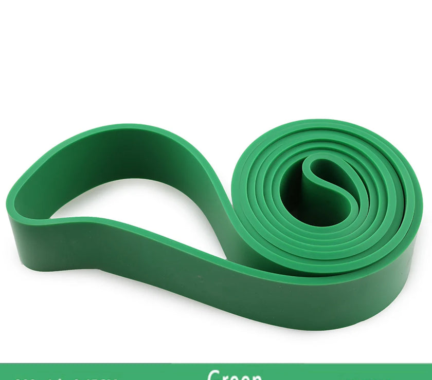 Green resistance band on a white background