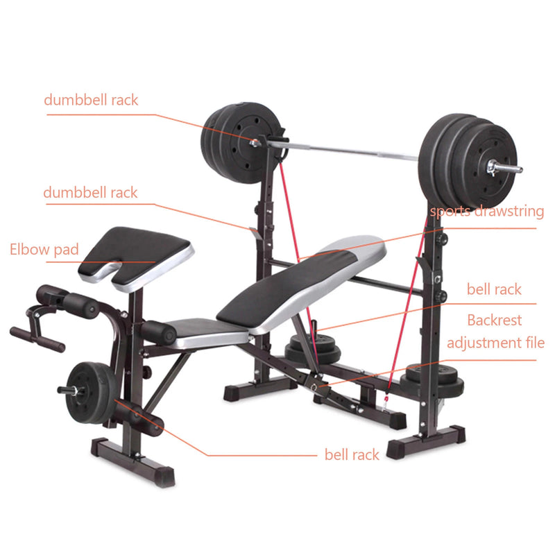 Artudatech Full Body Workout Adjustable Weight Bench Folding Bench Press W/Barbell Rack