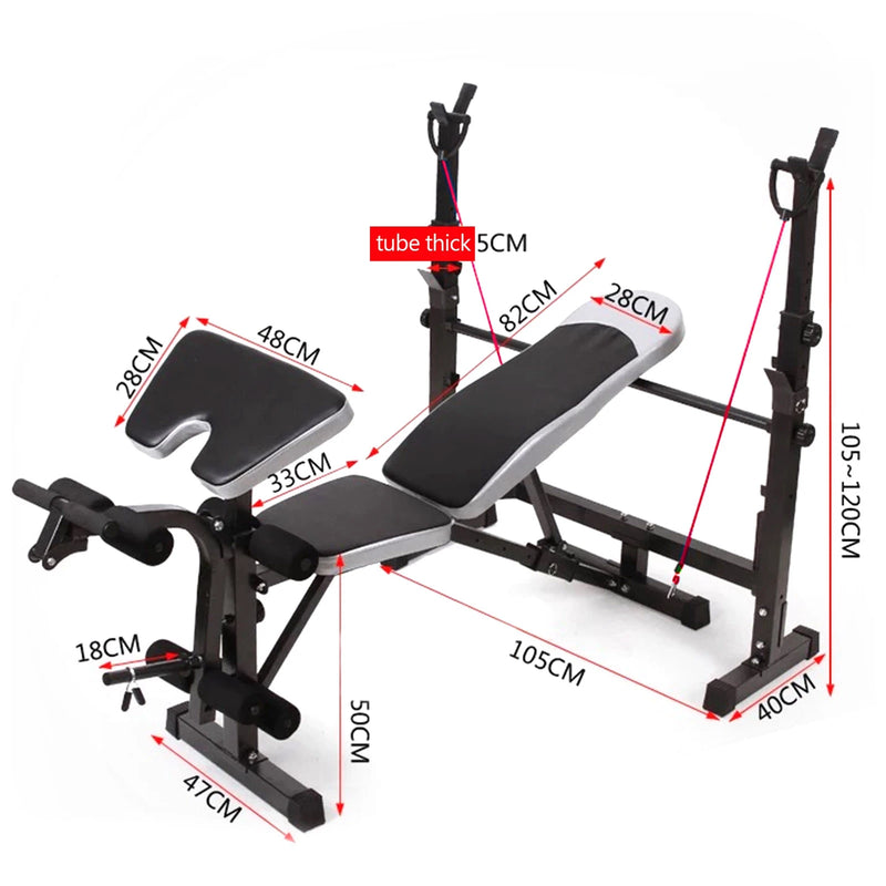 Artudatech Full Body Workout Adjustable Weight Bench Folding Bench Press W/Barbell Rack