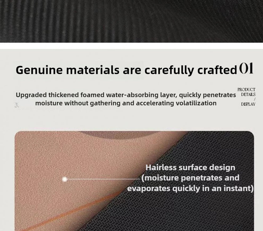 Text on a product description page with a close-up of a hairless surface design.