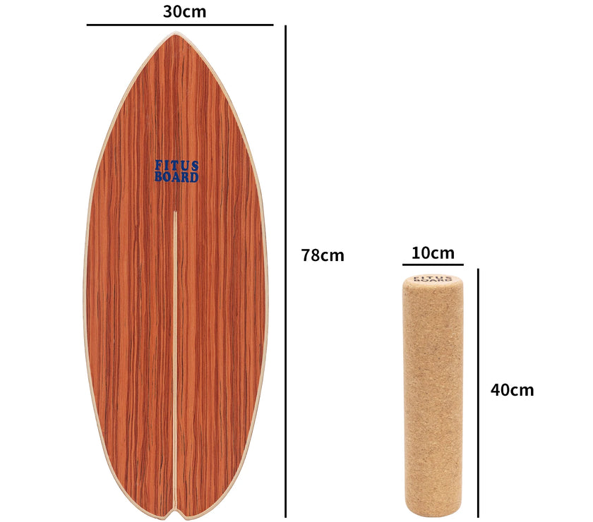 FITUSBOARD Natural Walnut Balance Board — Professional Core Training & Stability Trainer