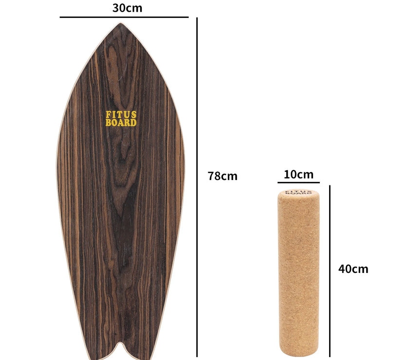 FITUSBOARD Natural Walnut Balance Board — Professional Core Training & Stability Trainer