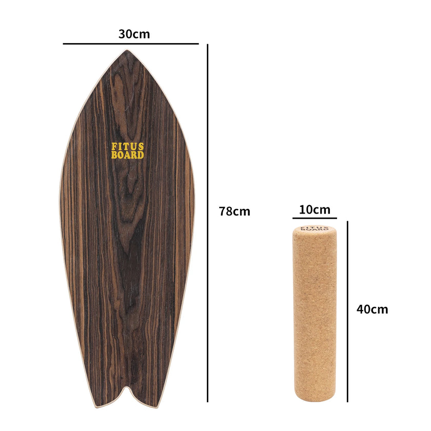 FITUSBOARD Natural Walnut Balance Board — Professional Core Training & Stability Trainer
