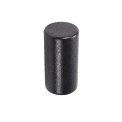 Black cylindrical object on a white background