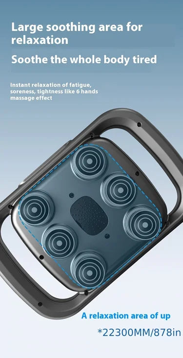 Massage device with text on a blue background