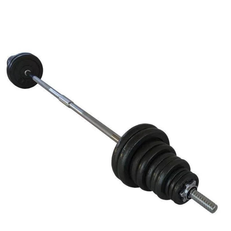 Barbell with weight plates on a white background