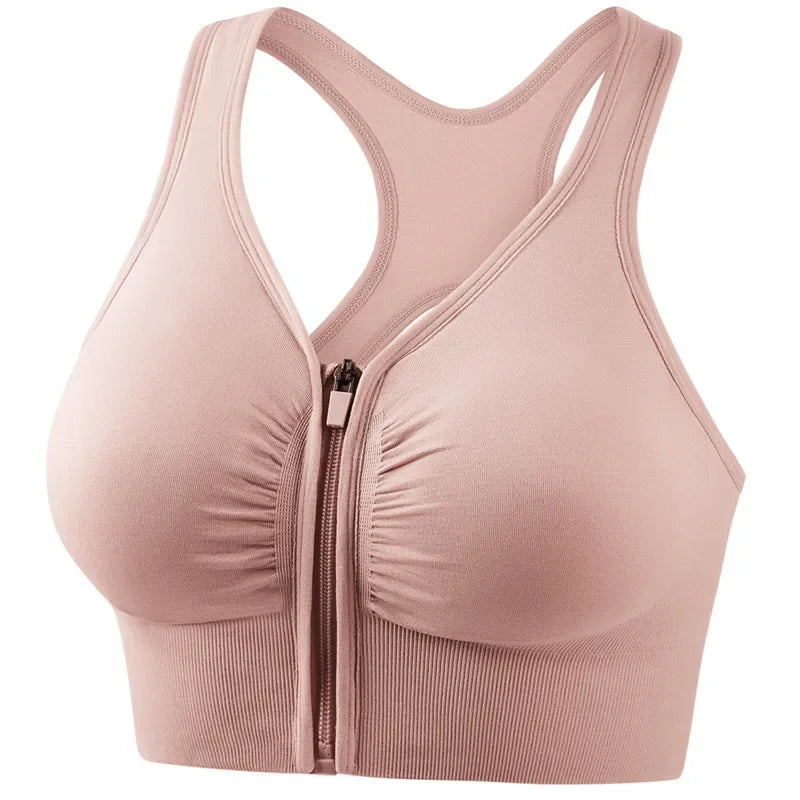 Front Zipper Seamless Sport Bra