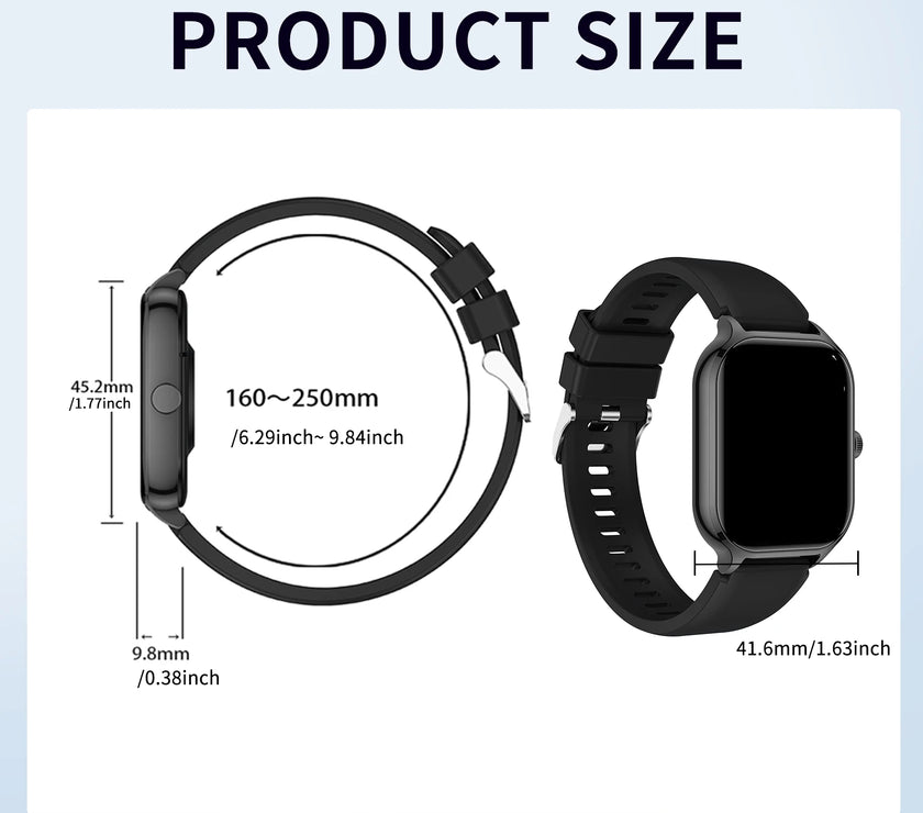 LOMAXFR Bluetooth Calling Smart Watch — Square TFT Fitness & Activity Tracker, Heart Rate & Sleep, 5-Day Battery (Not Waterproof)