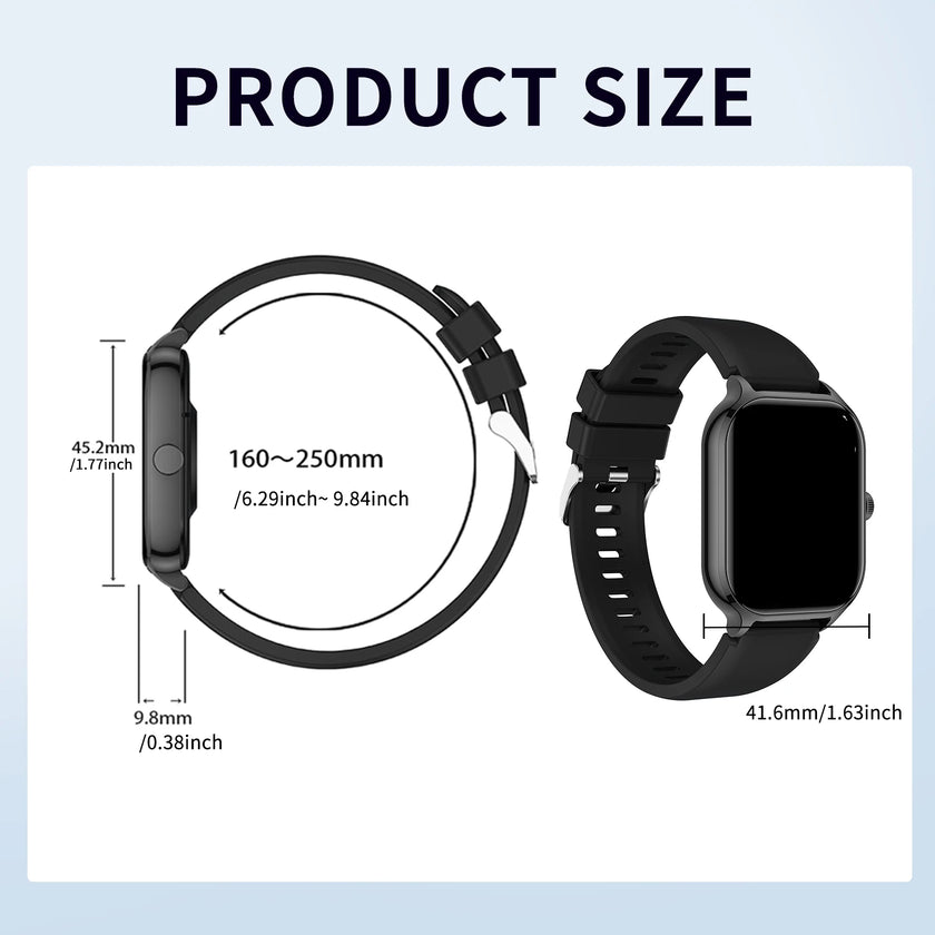 LOMAXFR Bluetooth Calling Smart Watch — Square TFT Fitness & Activity Tracker, Heart Rate & Sleep, 5-Day Battery (Not Waterproof)