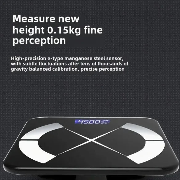 Digital weight scale with text on a black background