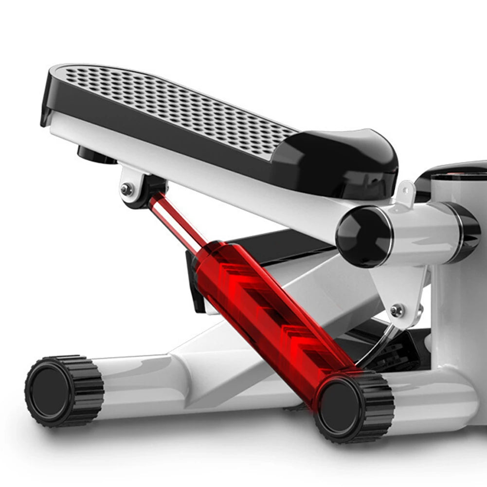 Step stool with black and red design on a white background