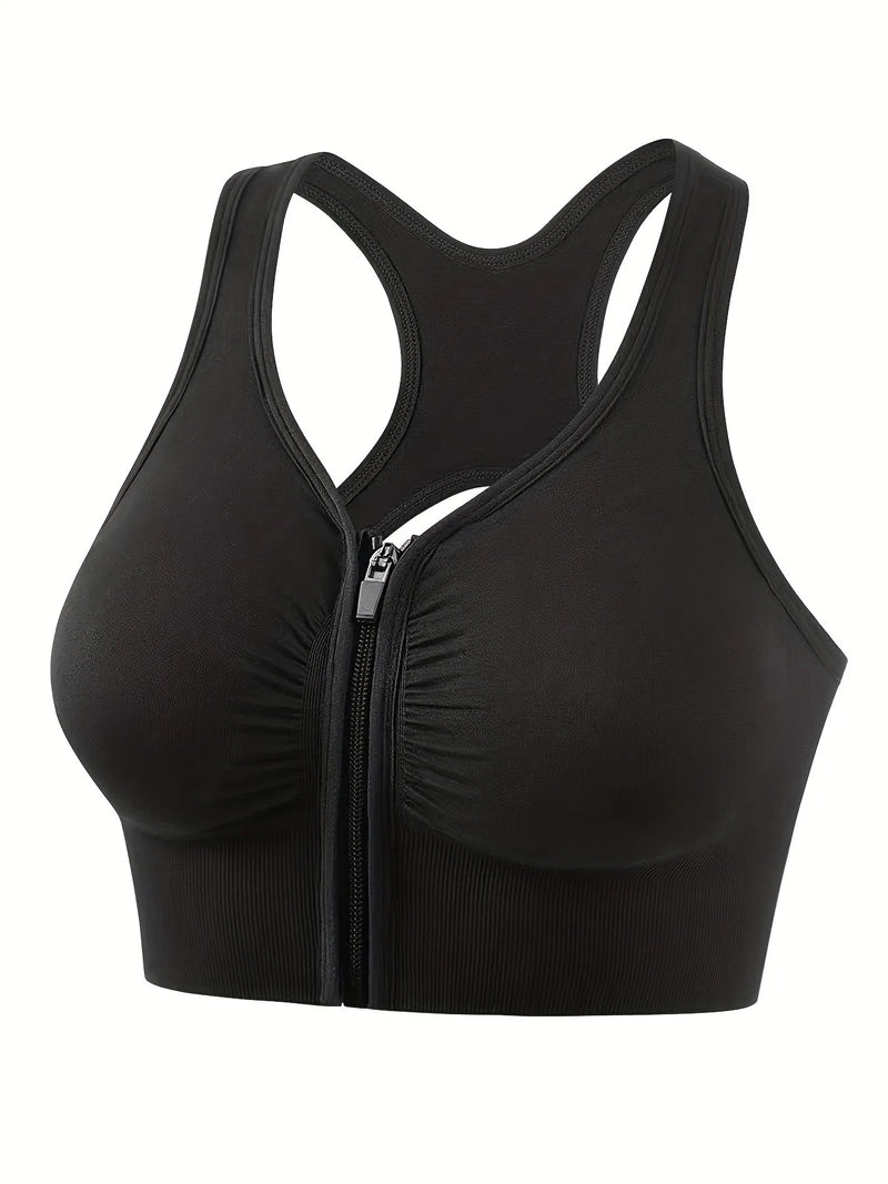 Front Zipper Seamless Sport Bra