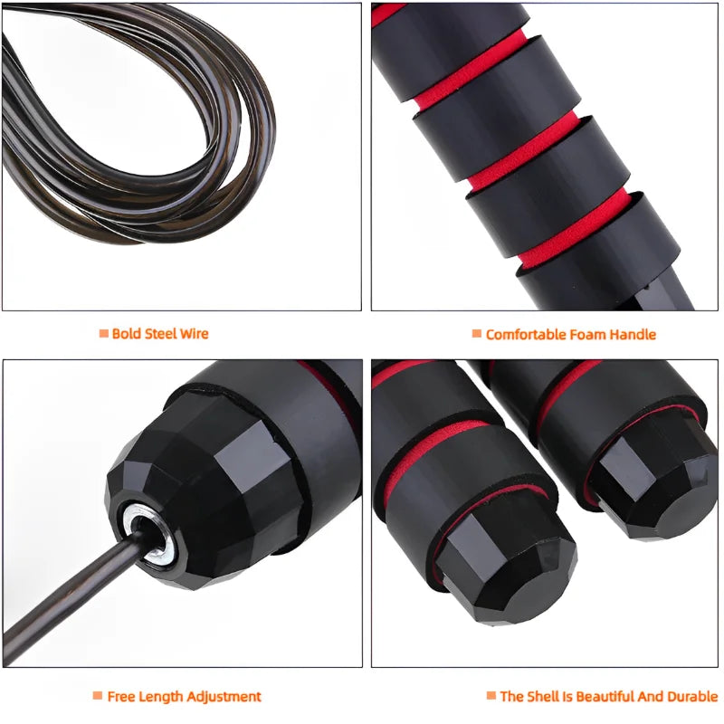 Adjustable Steel Wire Jump Rope – Tangle-Free Cardio Trainer