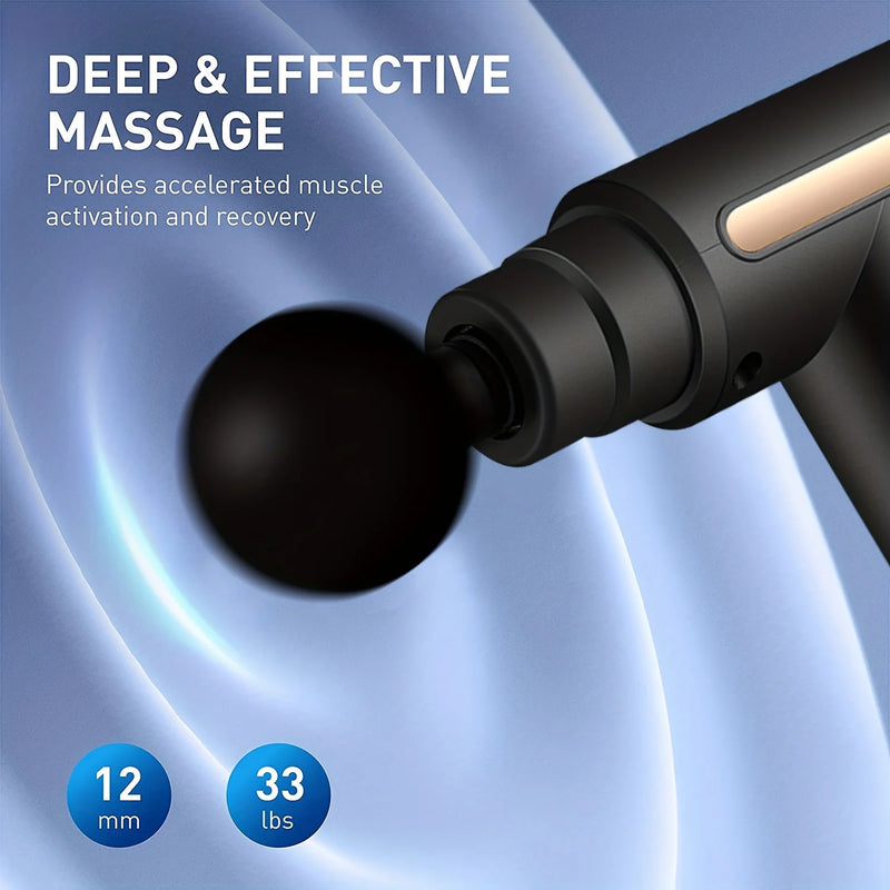 Portable Fascia Massage Gun Deep Tissue Mini Massager Body Muscle Relaxation with 4 Replaceable Massage Heads