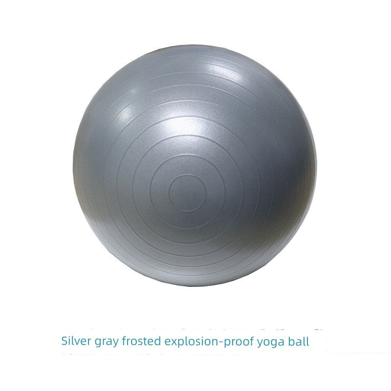 Silver gray frosted explosion-proof yoga ball on a white background