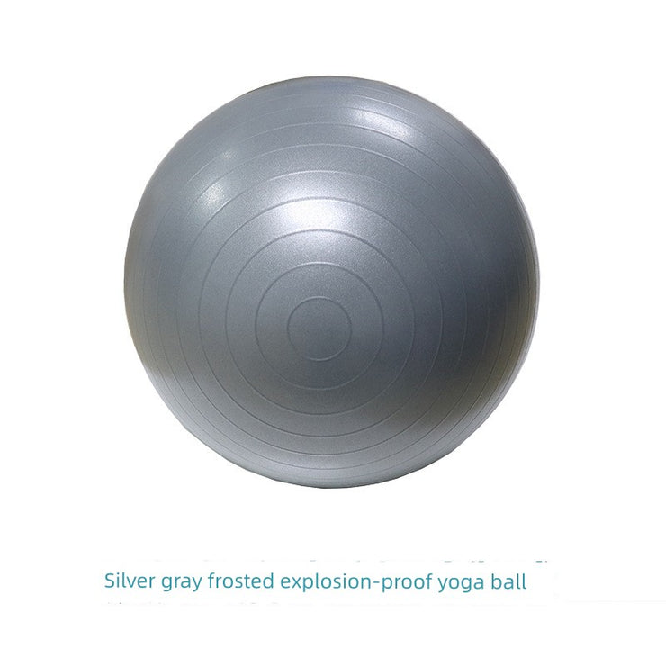 Silver gray frosted explosion-proof yoga ball on a white background