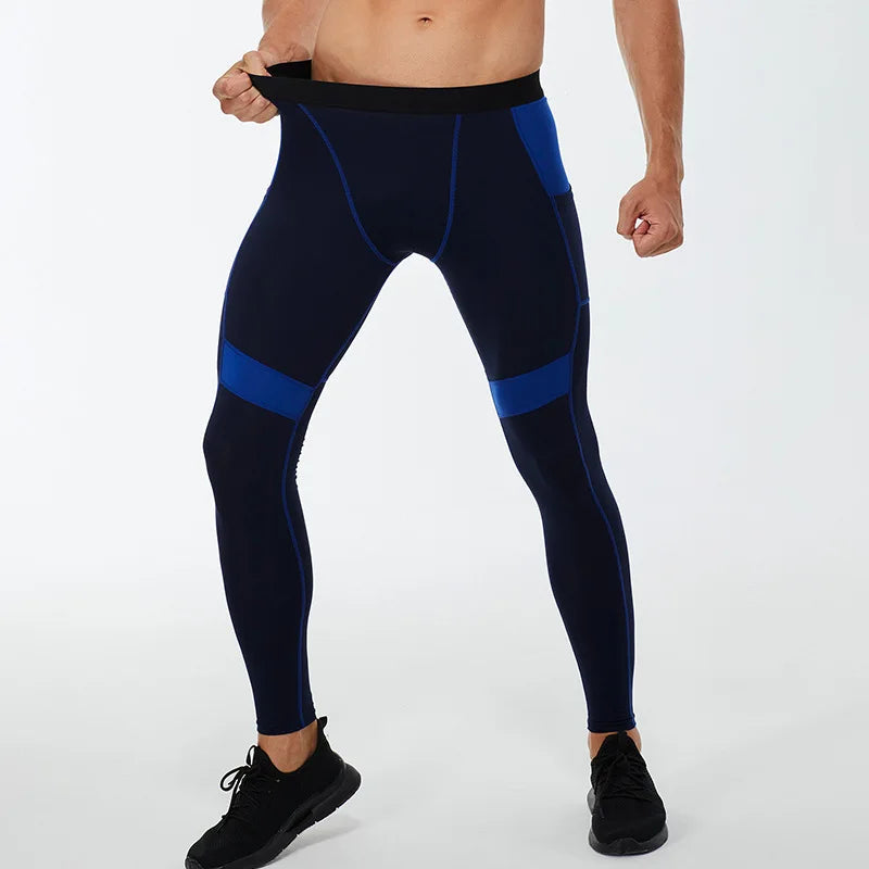 Black full-length compression tights for men – lightweight, quick-dry, and available in sizes S-XXL