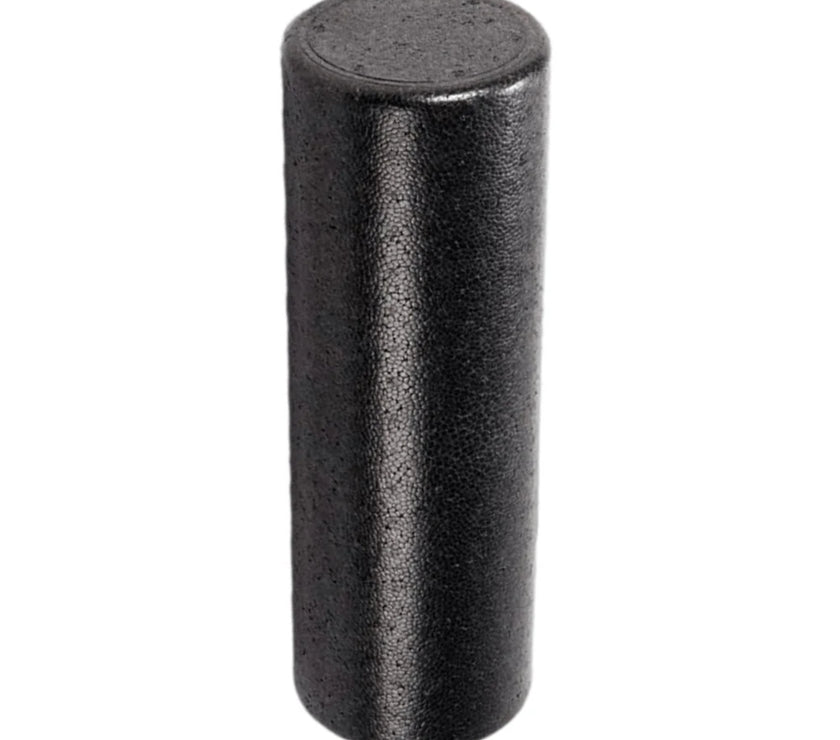 Black cylindrical object on a white background
