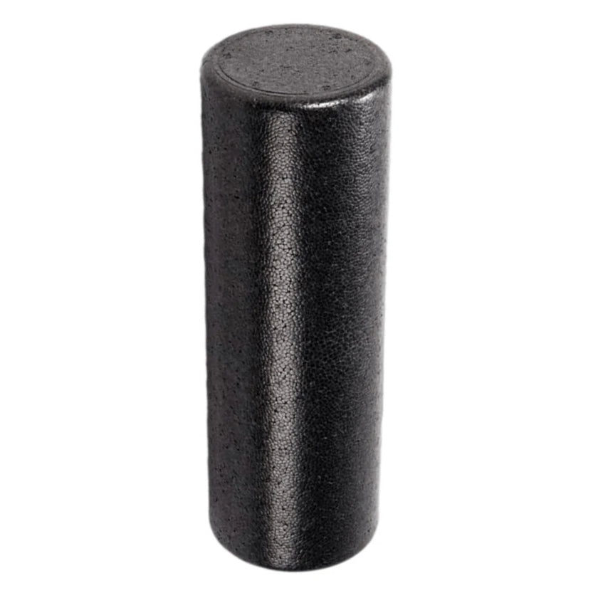 Black cylindrical object on a white background