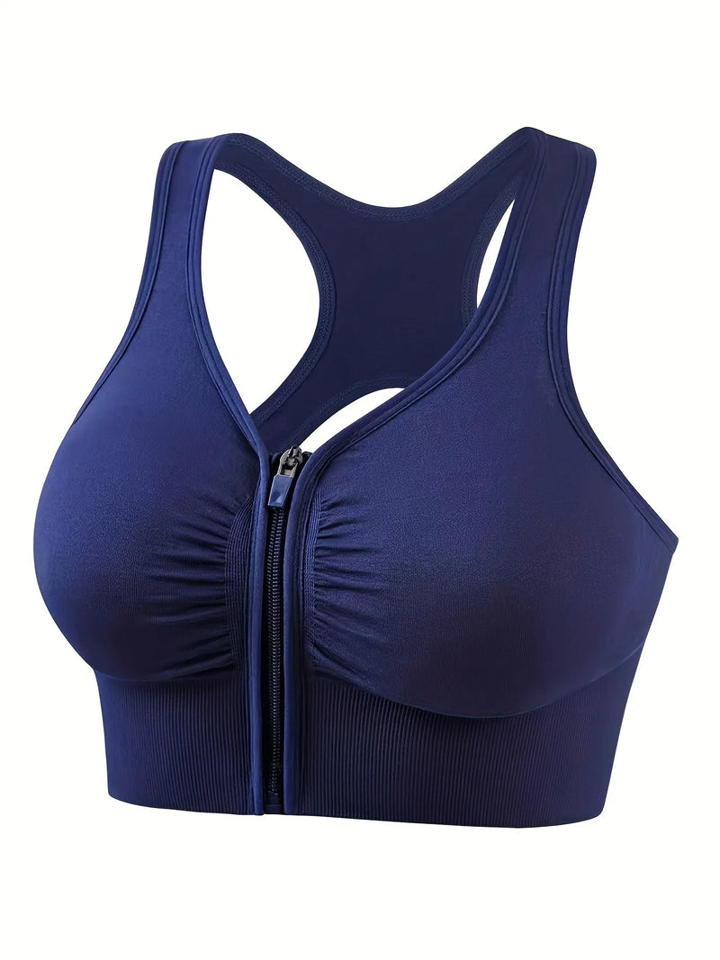 Front Zipper Seamless Sport Bra