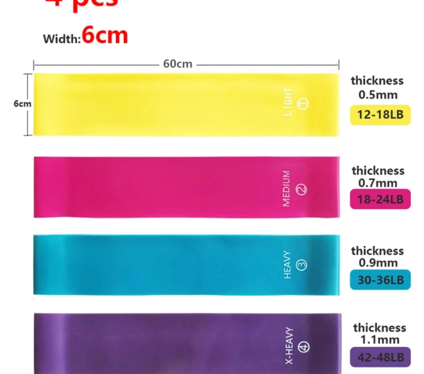 60cm Yoga Elastic Sport Exercise Fitness Bands  4 Different Levels training Resistance Bands Pilates Crossfit Workout Equipment