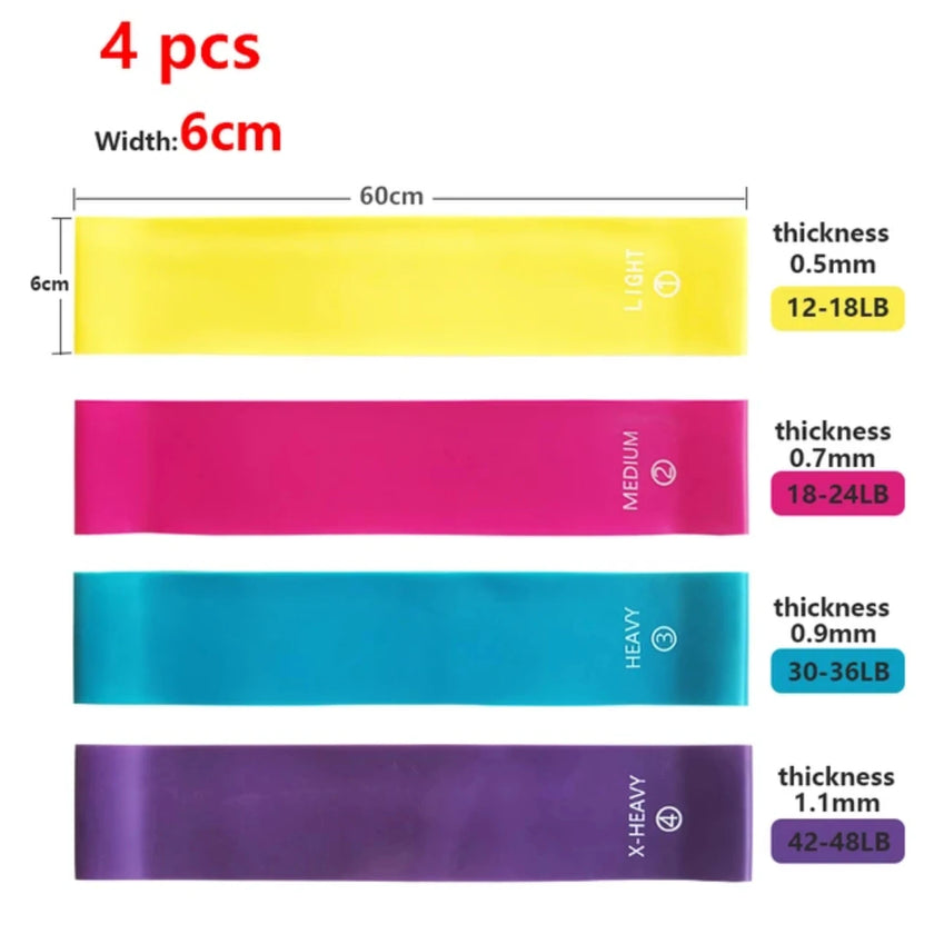 60cm Yoga Elastic Sport Exercise Fitness Bands  4 Different Levels training Resistance Bands Pilates Crossfit Workout Equipment