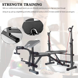 Artudatech Full Body Workout Adjustable Weight Bench Folding Bench Press W/Barbell Rack