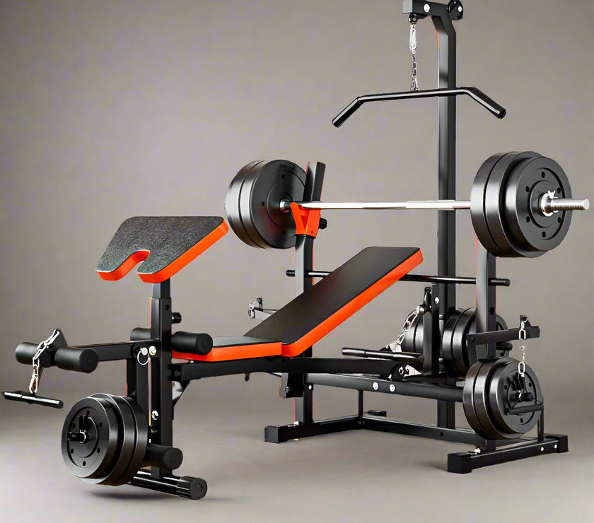 SANSHIKJ SSKJ-SU055 multifunctional weight lifting bed with chest expansion and high pull rod – 300KG capacity